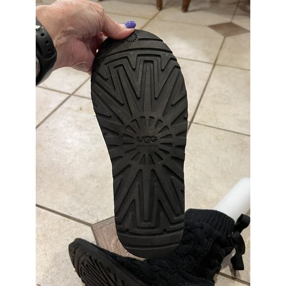 Ugg Black Isla Chunky Cable Knit Lace Up Boots Sz 8 - Picture 7 of 8